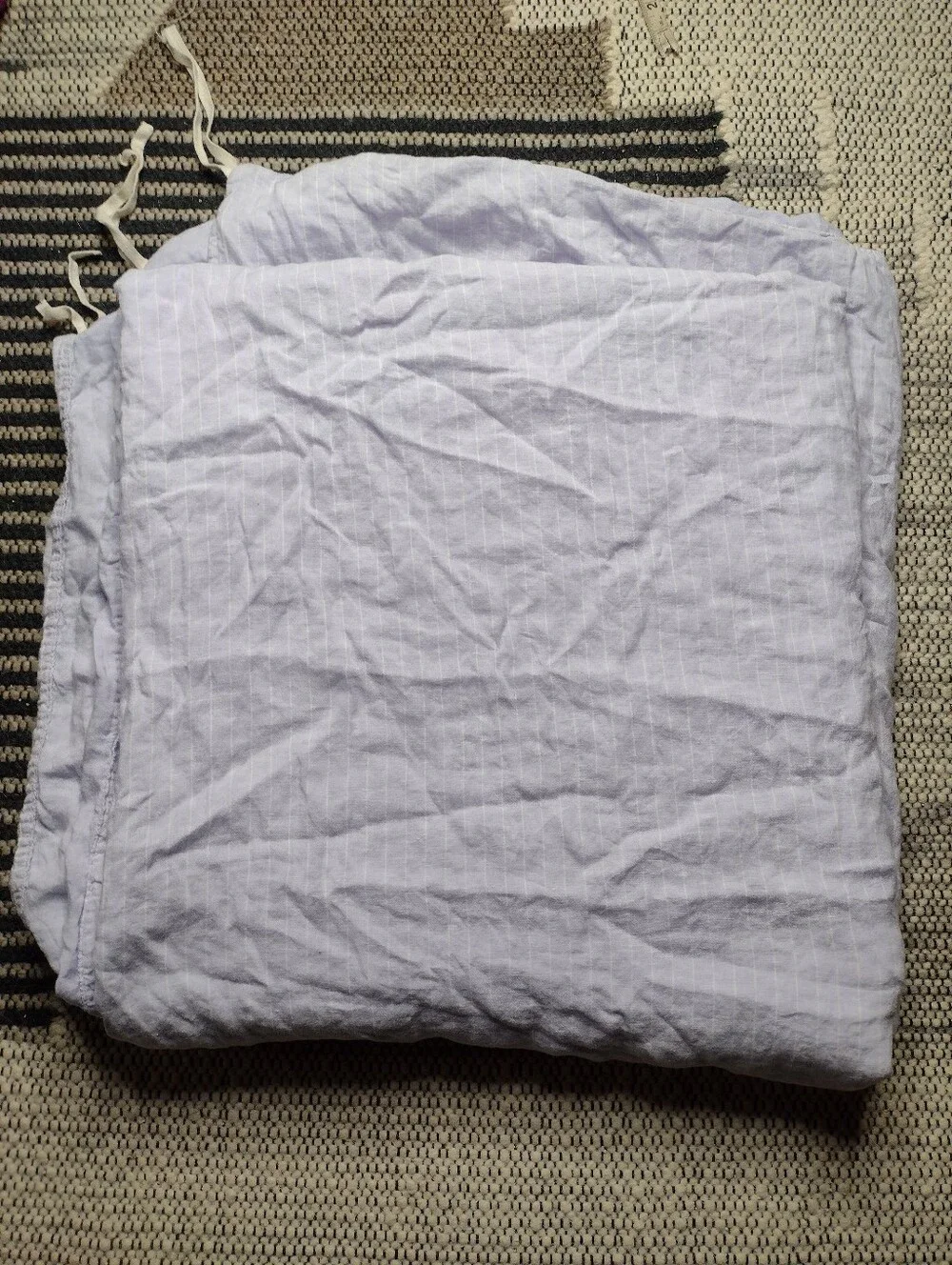Brooklinen Linen Duvet Cover Full/Queen Lavender Purple Striped S1